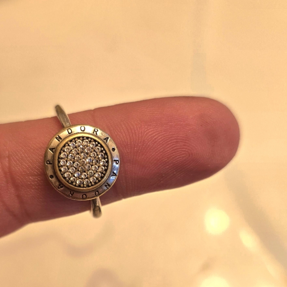 Pandora Signature Ring .925 Sterling Silver and 14K- Gold Size 8
